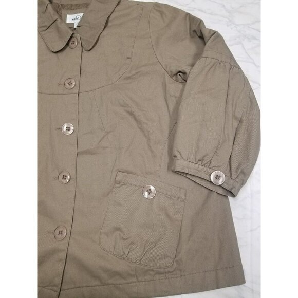 willow lane Coat quilted inside‎ oversized big buttons beige  size 1x - Picture 2 of 16